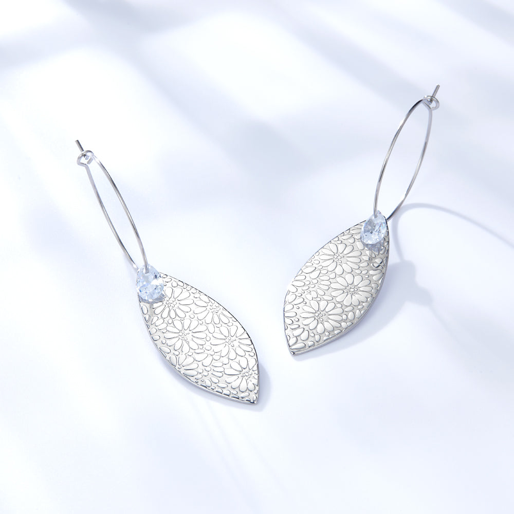Leaf Diamond Drop Earrings