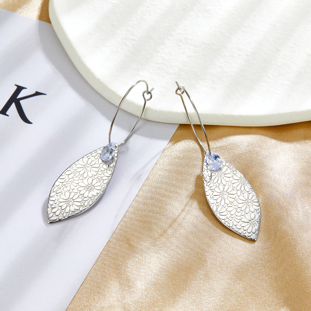 Leaf Diamond Drop Earrings
