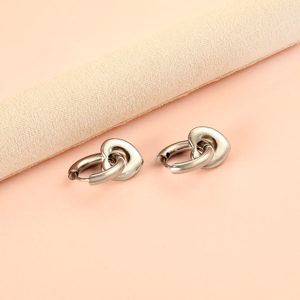 Locked Heart Stud Earrings
