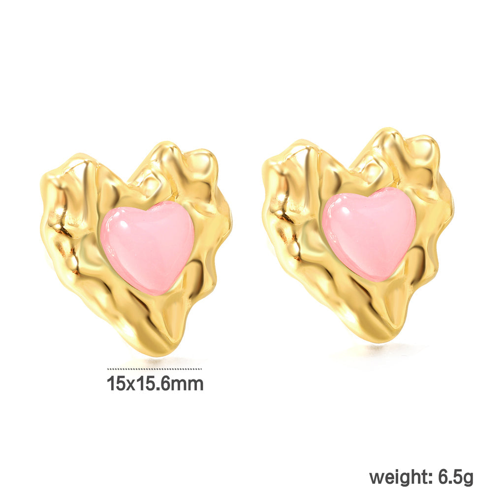 Bumpy Heart Stud Earrings