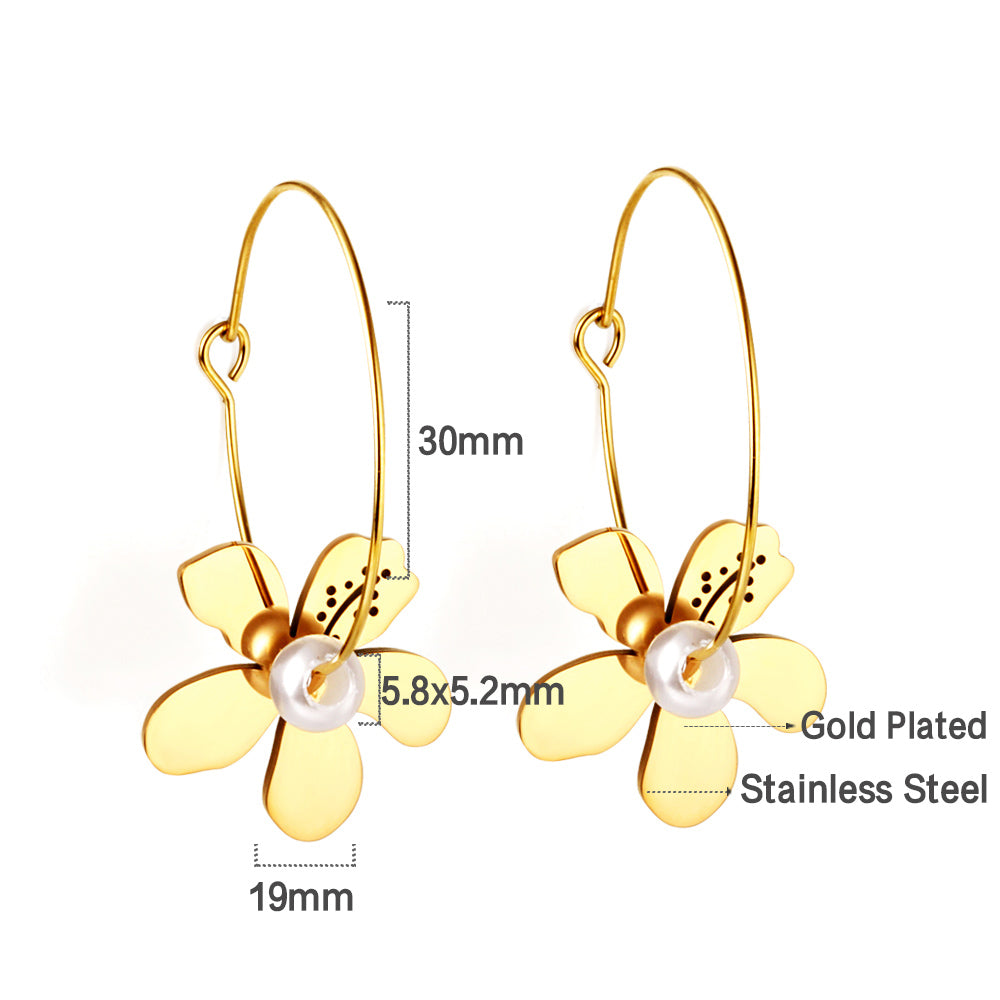 Peach Blossom Pearl Hoop Earrings
