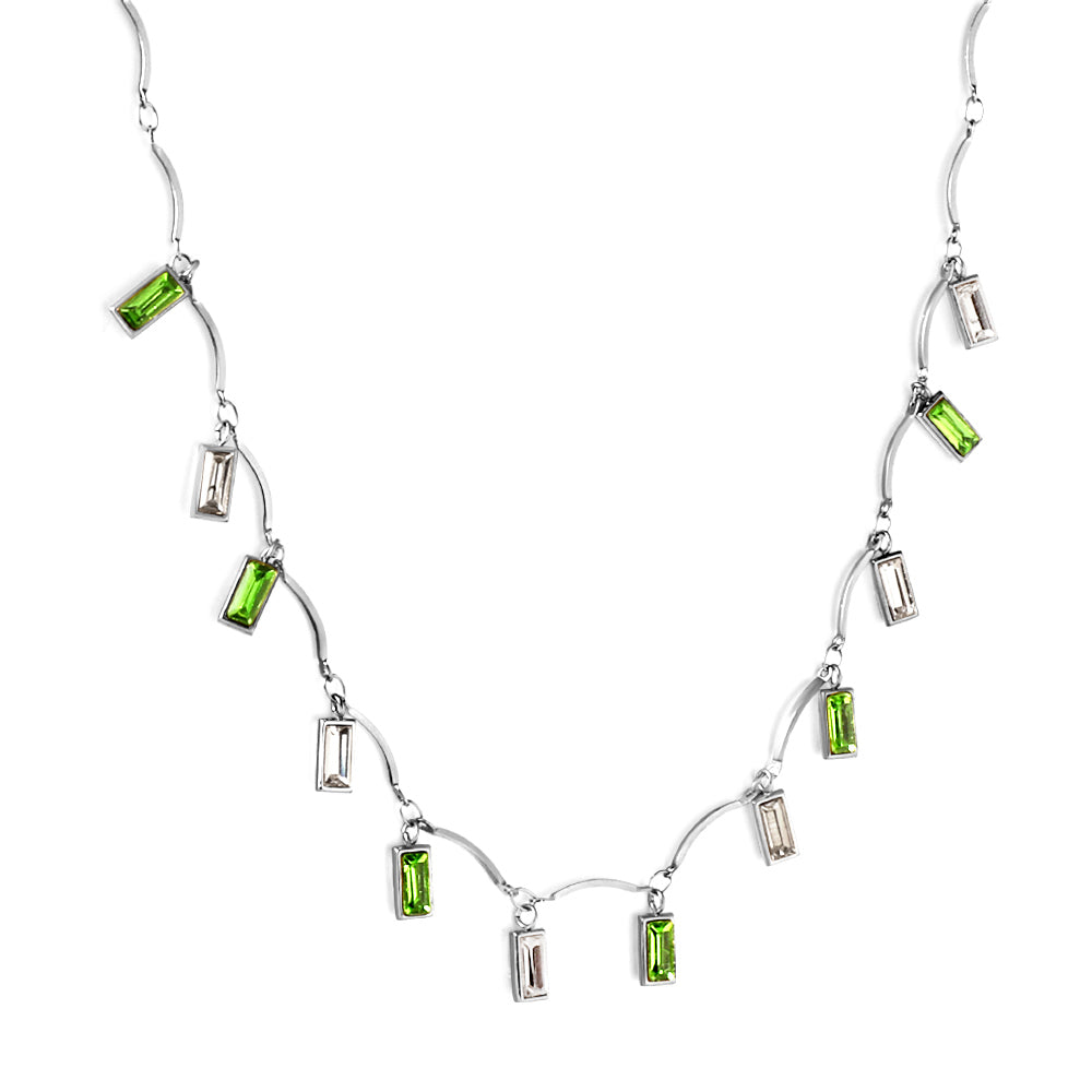 Vibrant Diamond Rectangle Necklace