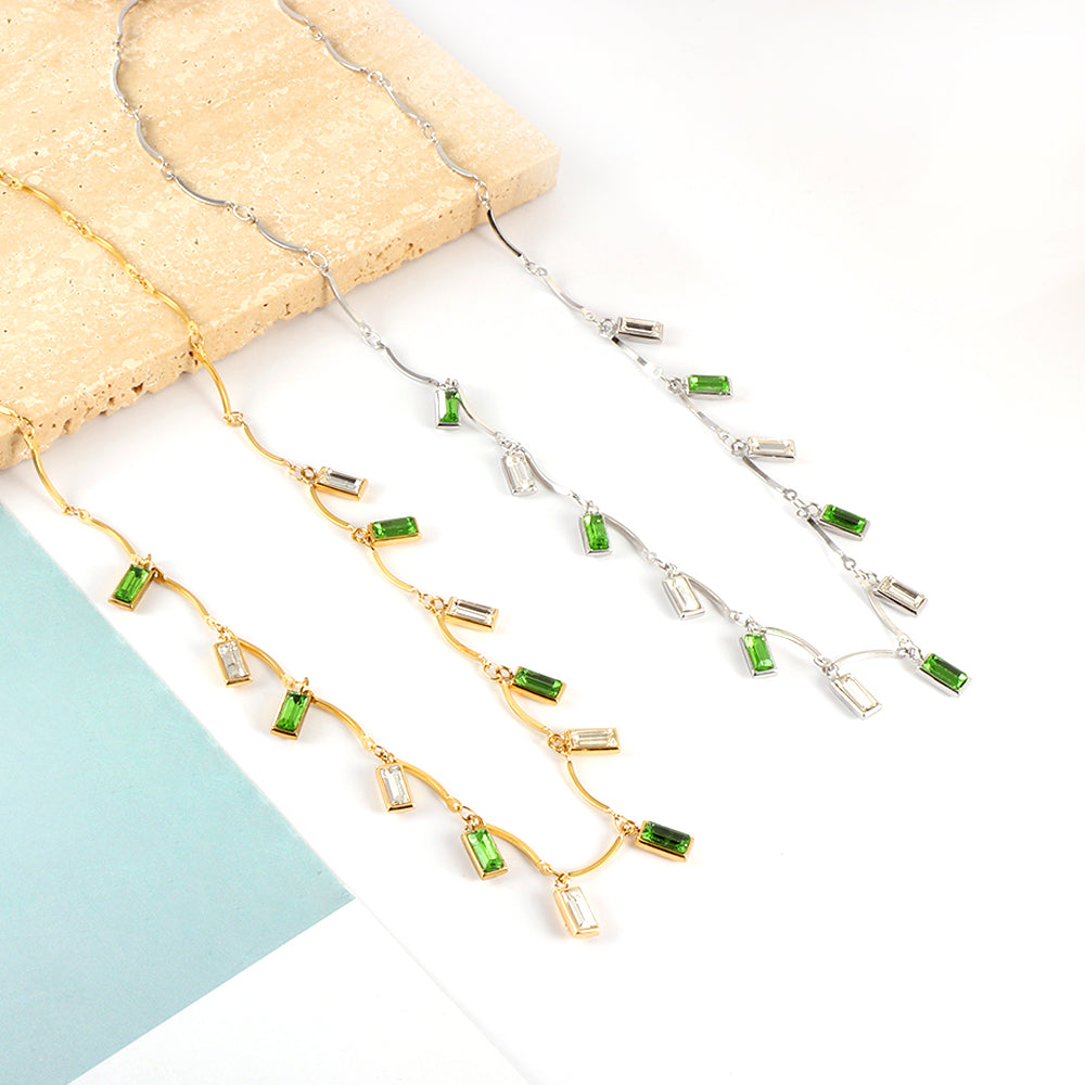 Vibrant Diamond Rectangle Necklace