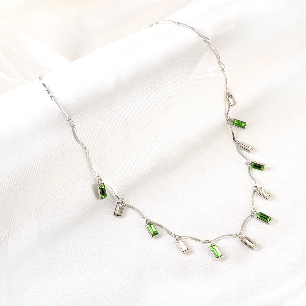 Vibrant Diamond Rectangle Necklace