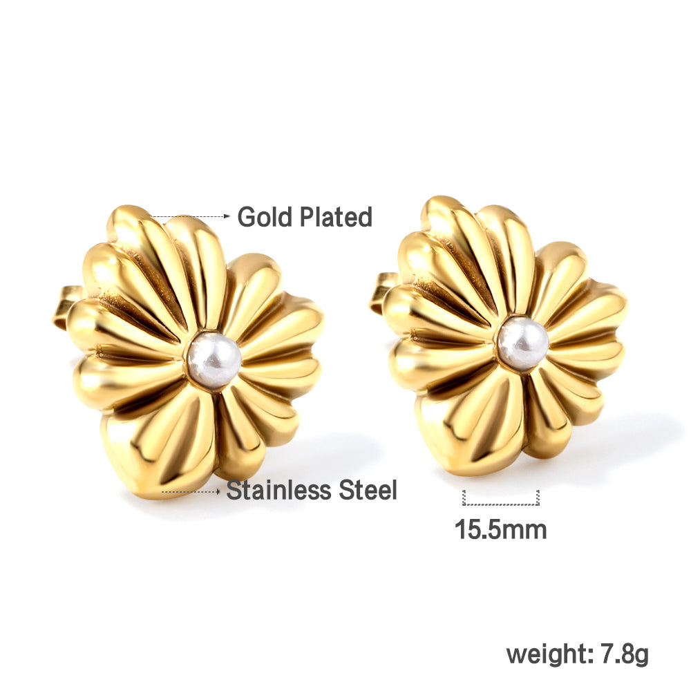 Pearl Accent Floral Earrings