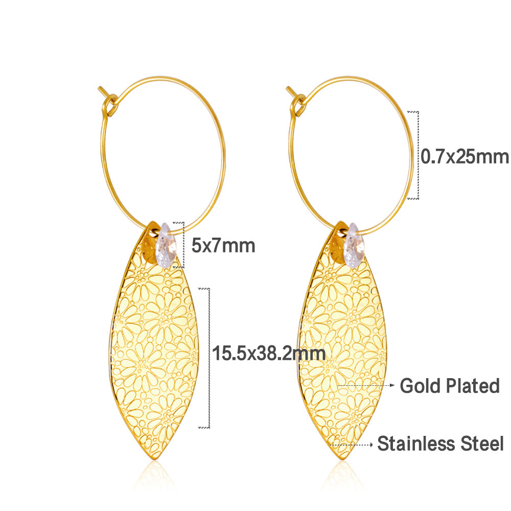 Leaf Diamond Drop Earrings