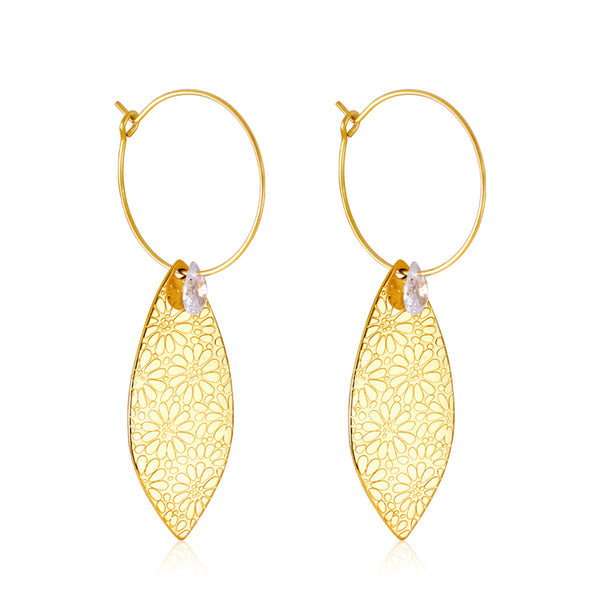 Leaf Diamond Drop Earrings