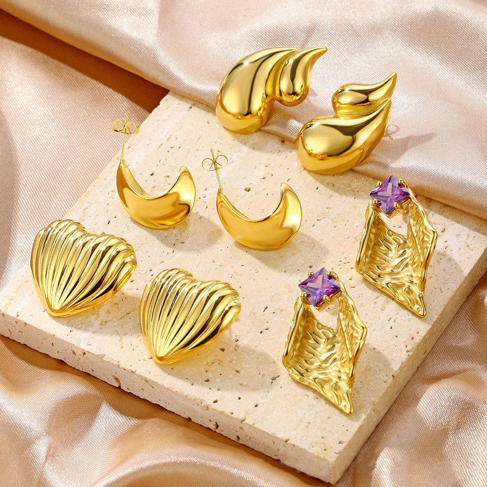 Purple Diamond Statement Earrings