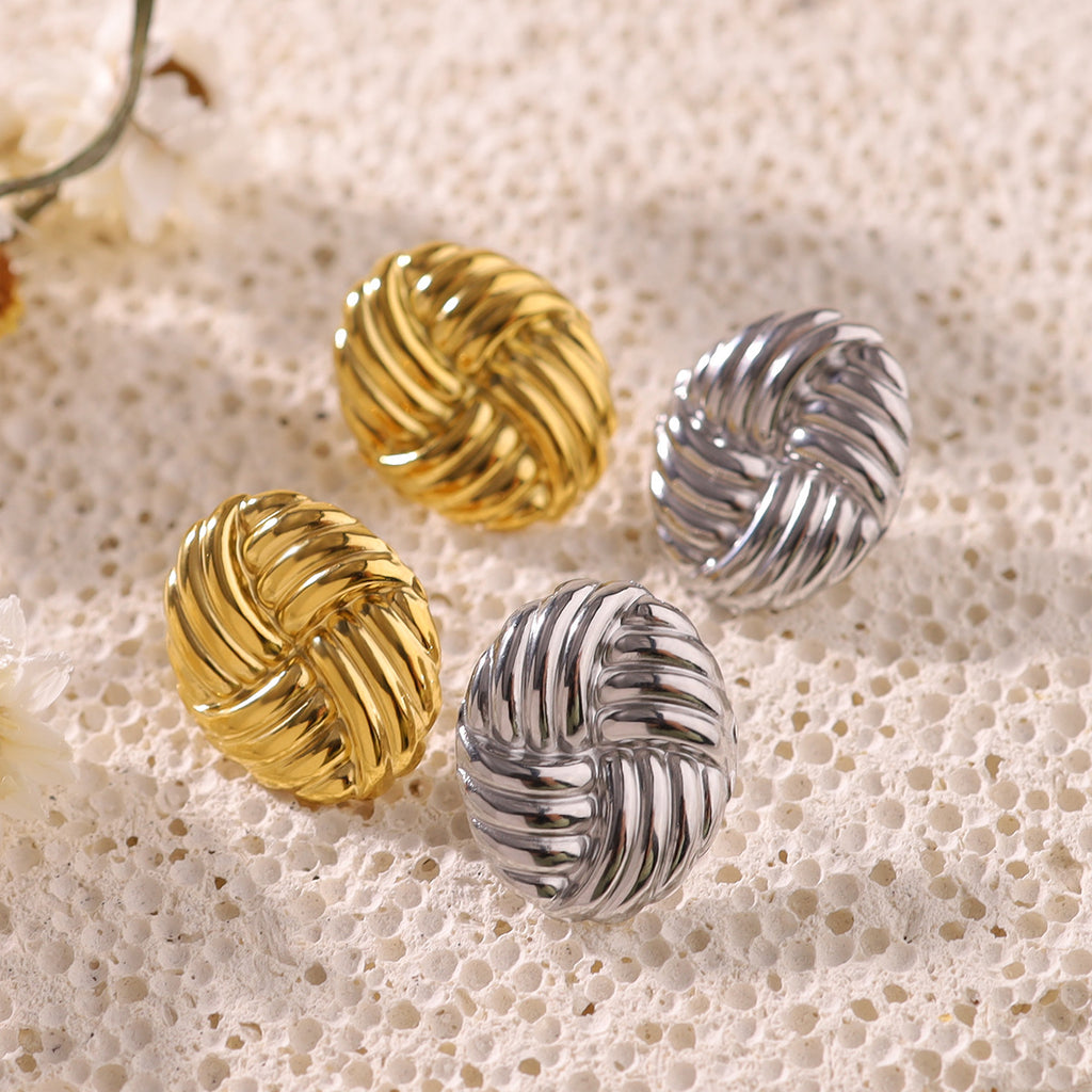 Woven Texture Round Geometric Earrings