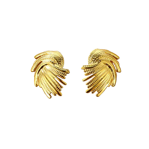 Vintage Irregular Earrings by APHANA, gold tone, earrings, stainless steel, product image 1