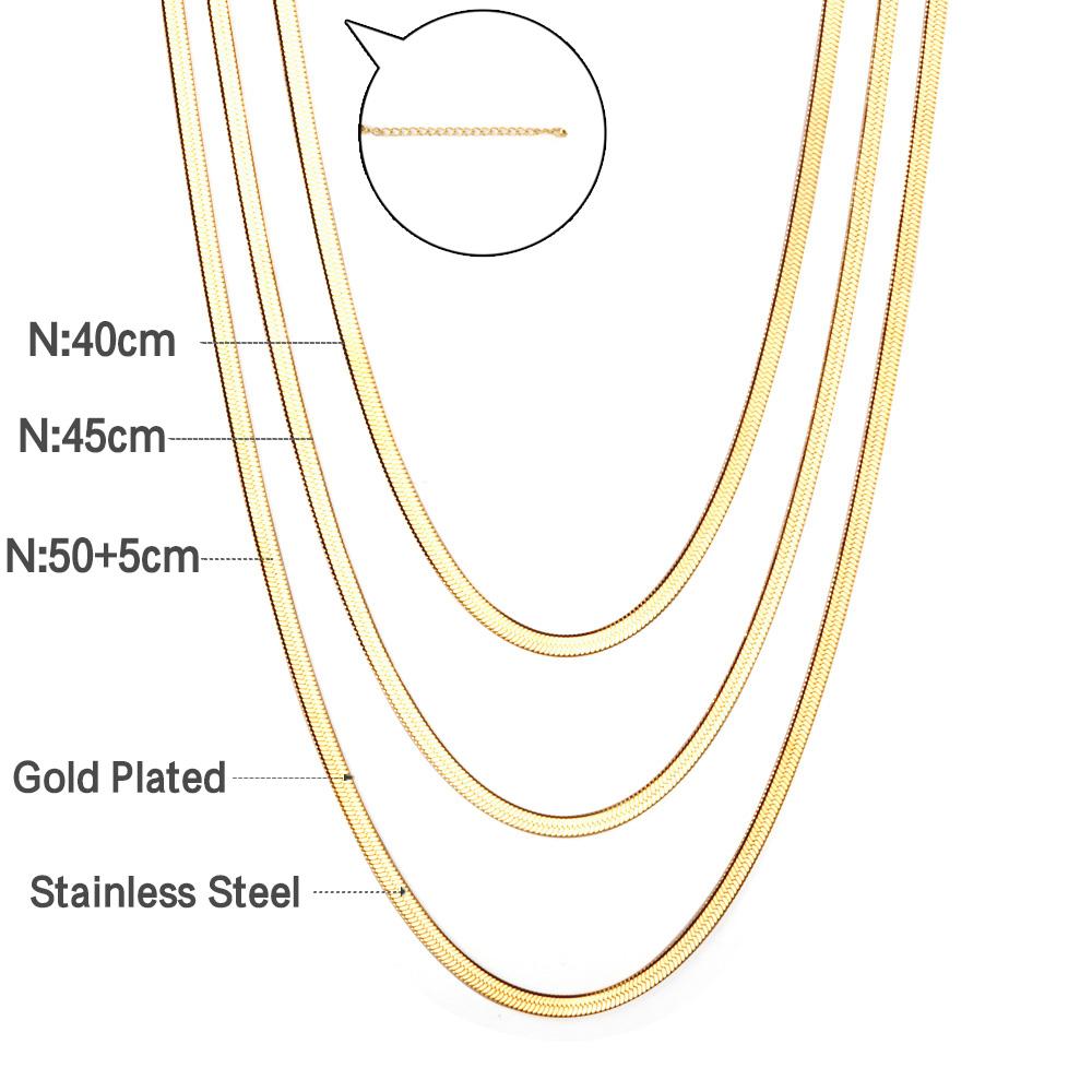Triple Chain Flat Snake Necklace