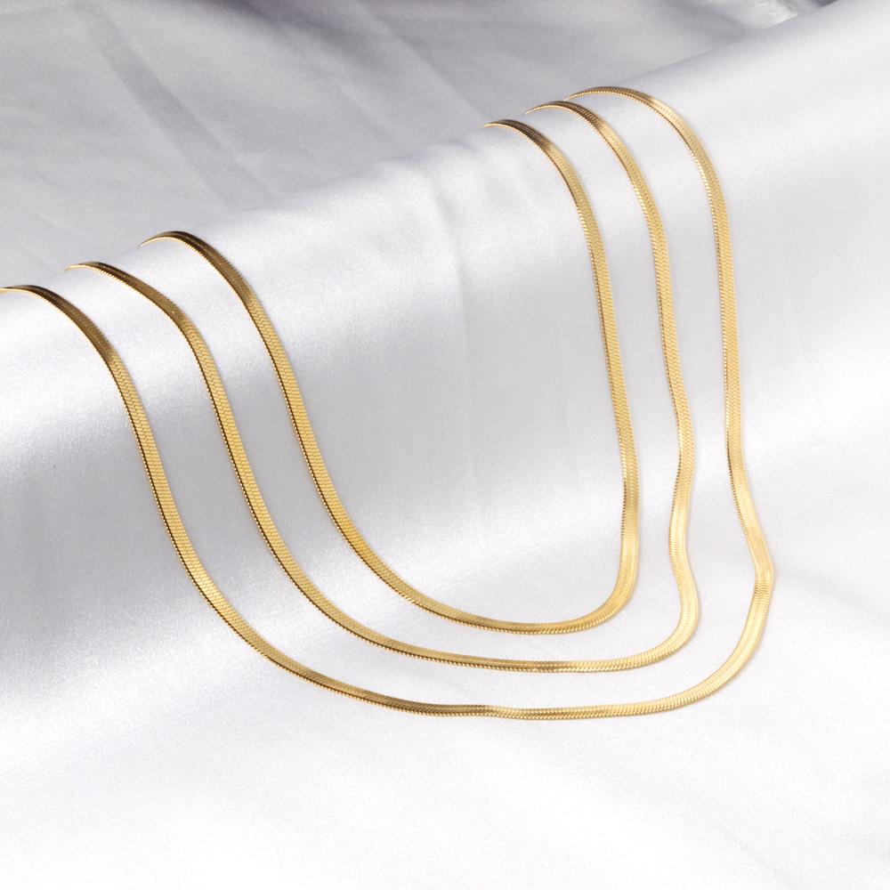 Triple Chain Flat Snake Necklace