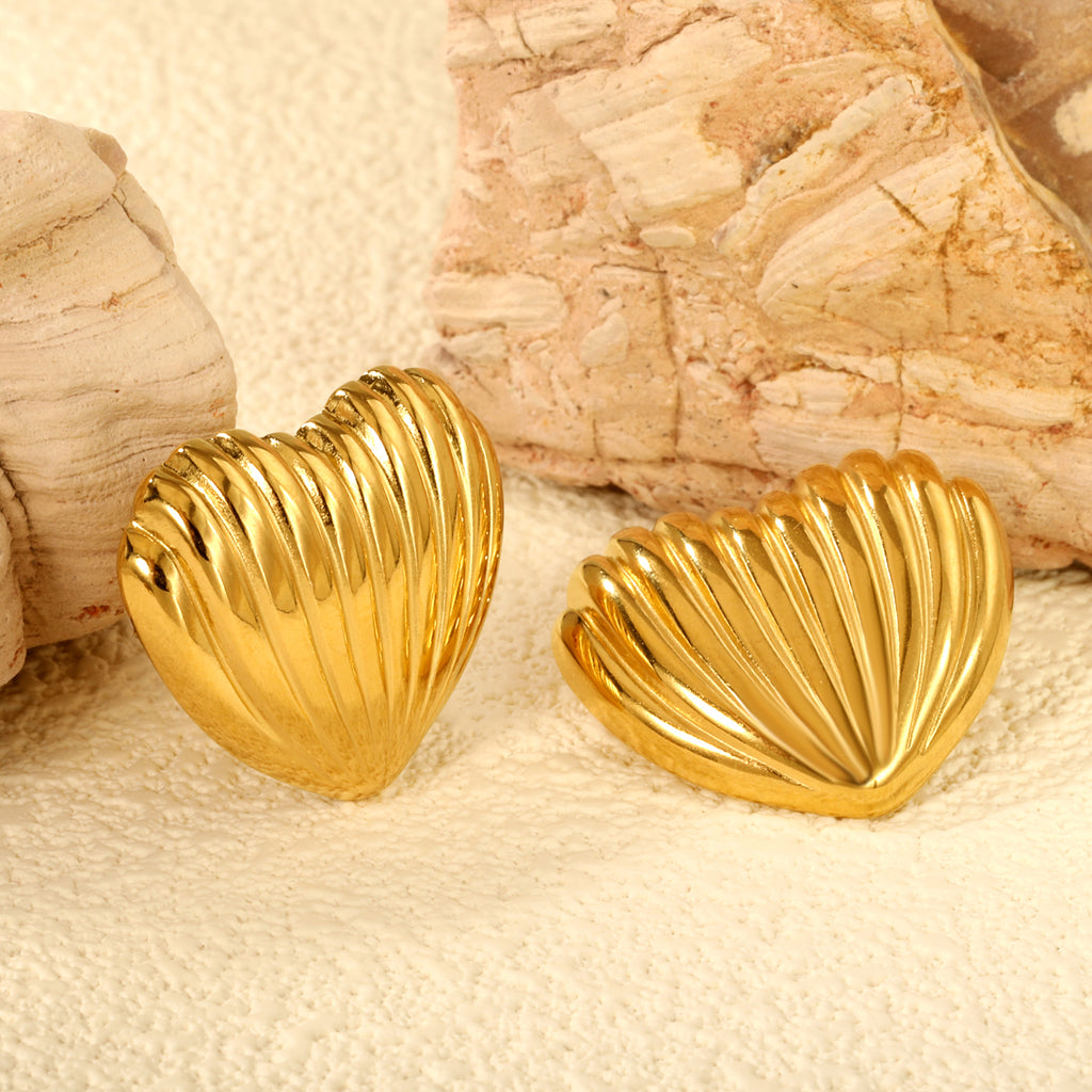 Striped Heart Stud Earrings