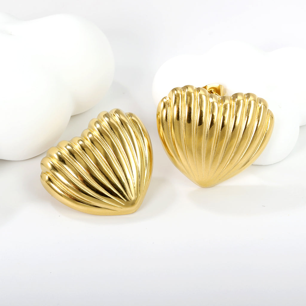 Striped Heart Stud Earrings