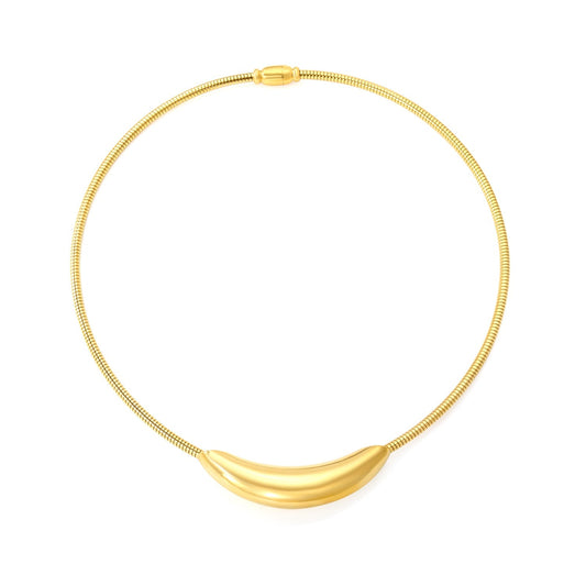 12 x 55mm hollow arched 3.0mm spring snake chain 40cm necklace, steel color/gold color