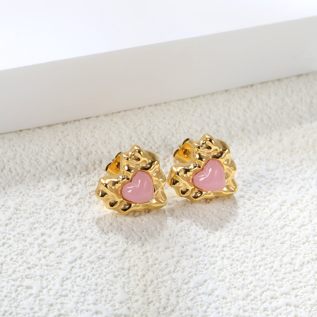 Bumpy Heart Stud Earrings
