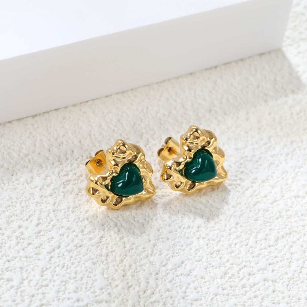 Bumpy Heart Stud Earrings