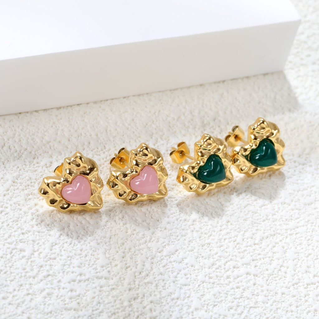Bumpy Heart Stud Earrings