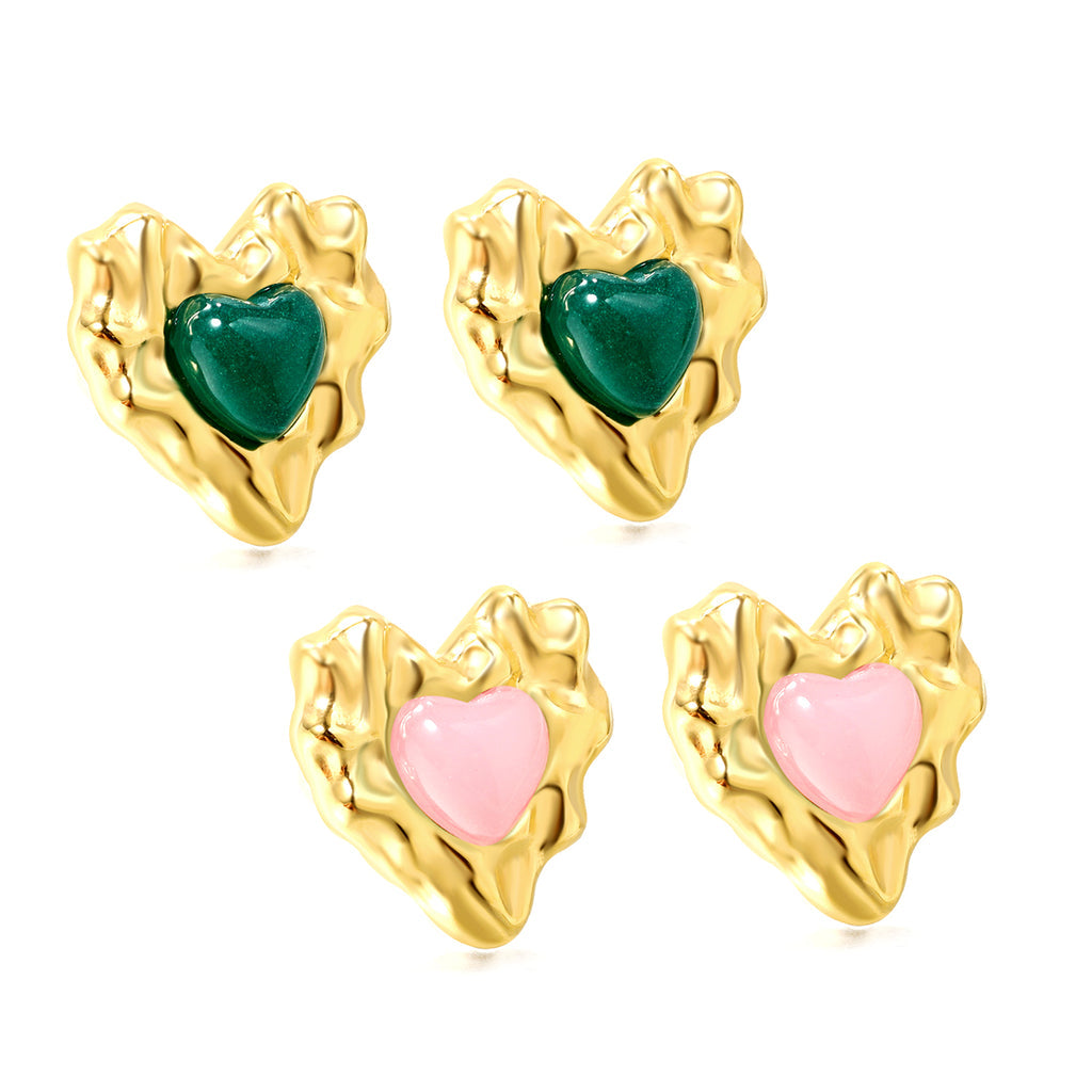 Bumpy Heart Stud Earrings