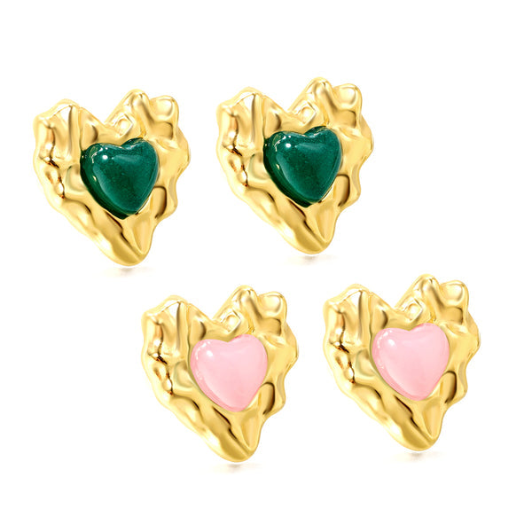 Bumpy Heart Stud Earrings