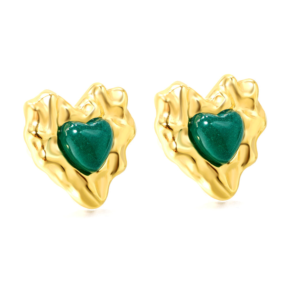 Bumpy Heart Stud Earrings