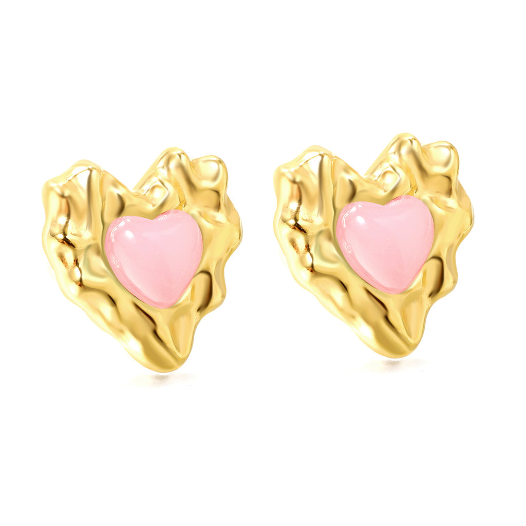 Bumpy Heart Stud Earrings