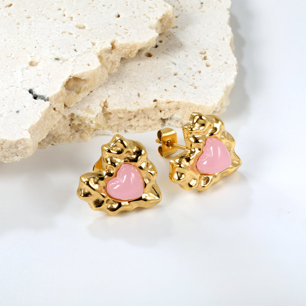 Bumpy Heart Stud Earrings