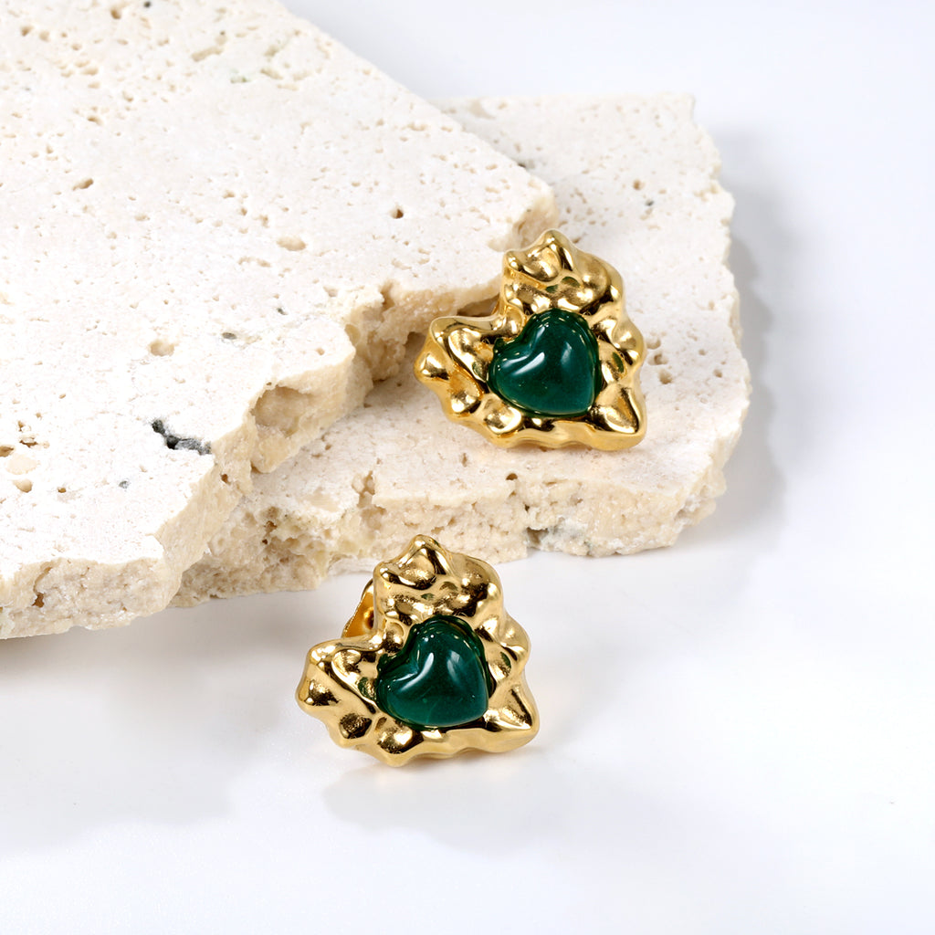 Bumpy Heart Stud Earrings