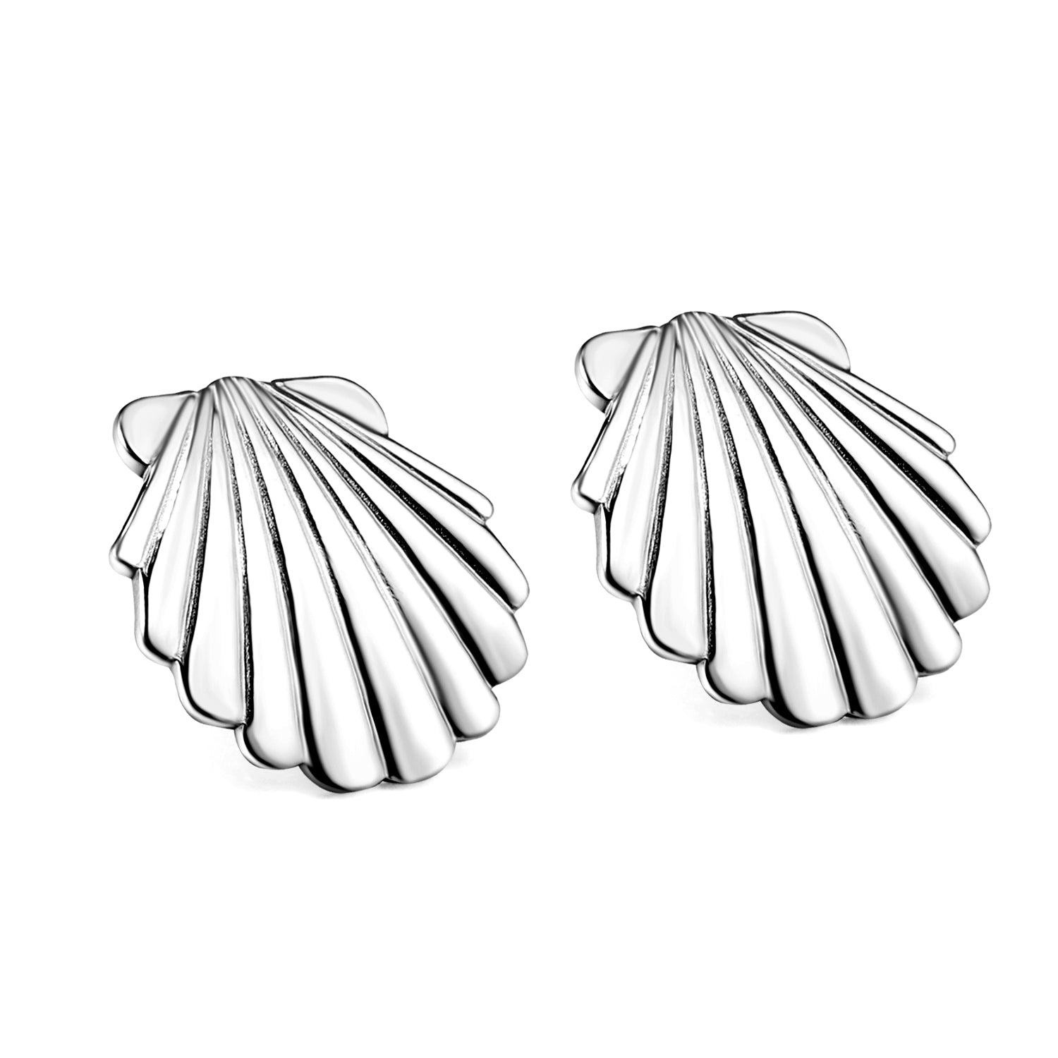 Golden Shell Stud Earrings by APHANA, gold or rose-gold tones, earrings, stainless steel, product image 2
