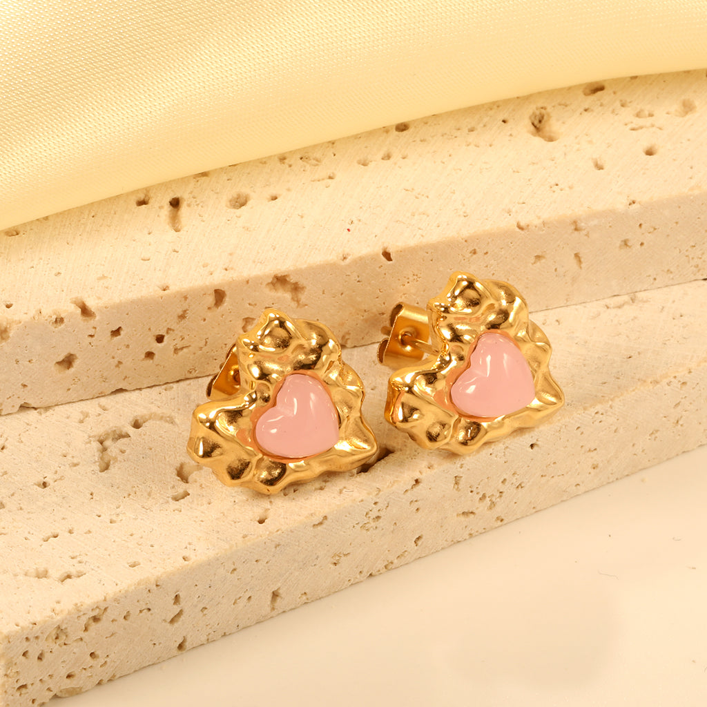 Bumpy Heart Stud Earrings