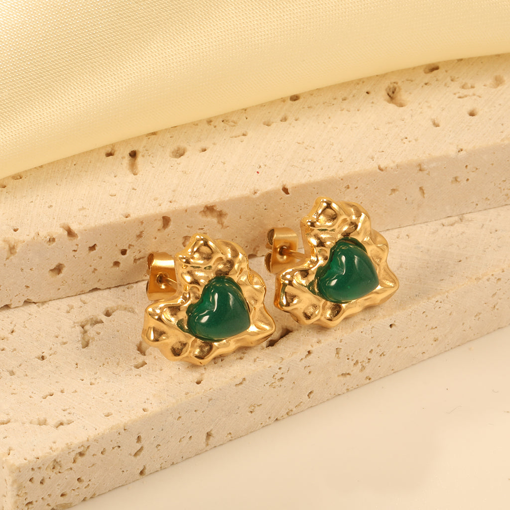 Bumpy Heart Stud Earrings