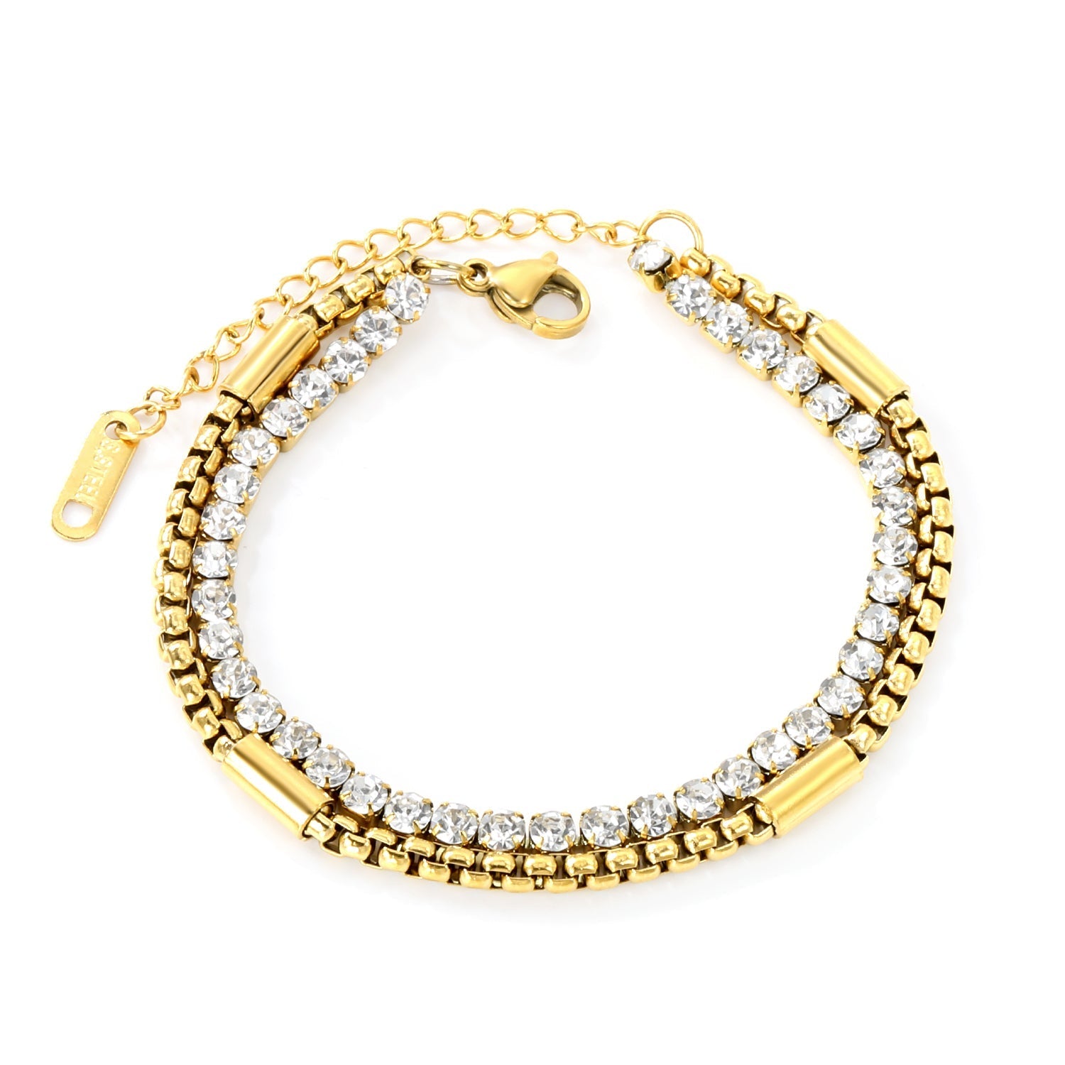 3.2mm*40 round white diamonds + matching chain bracelet 16+5cm