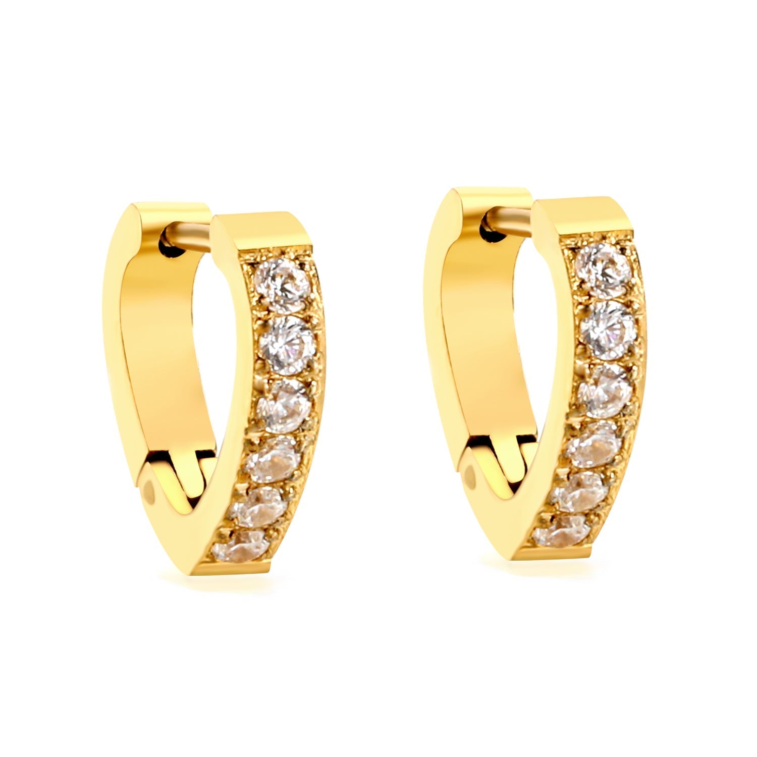 Heart Shaped Circle with White & Pink Diamonds Ear Clips 2.8*14.*12.8mm