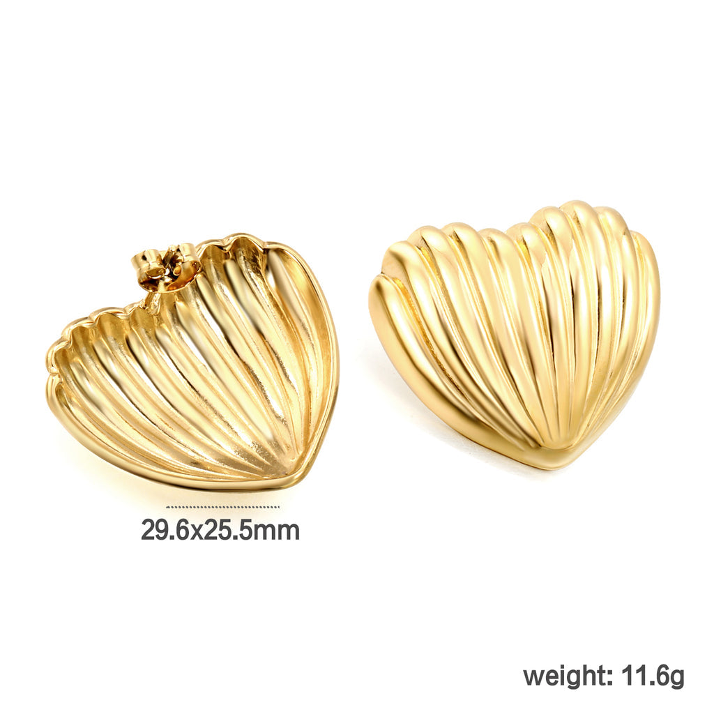 Striped Heart Stud Earrings