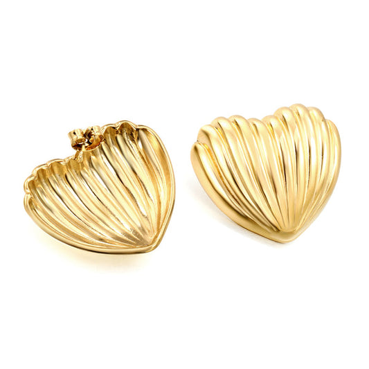 Striped Heart Stud Earrings