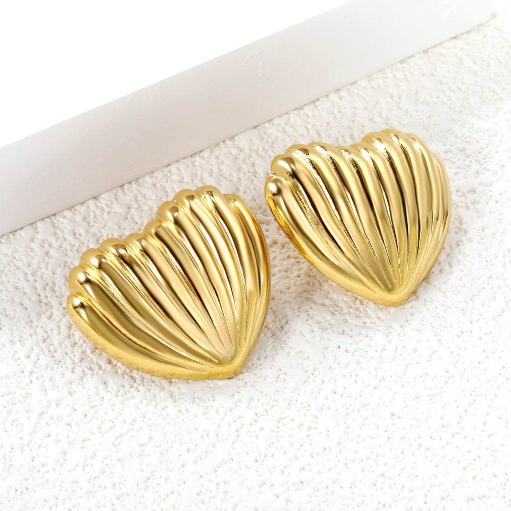 Striped Heart Stud Earrings