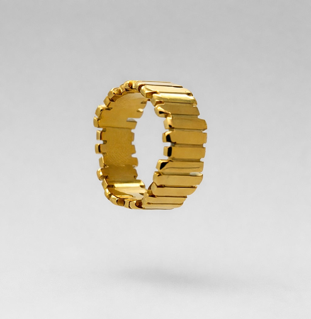 Linea Ring by APHANA, gold or rose-gold tones, ring, stainless steel, product image 1