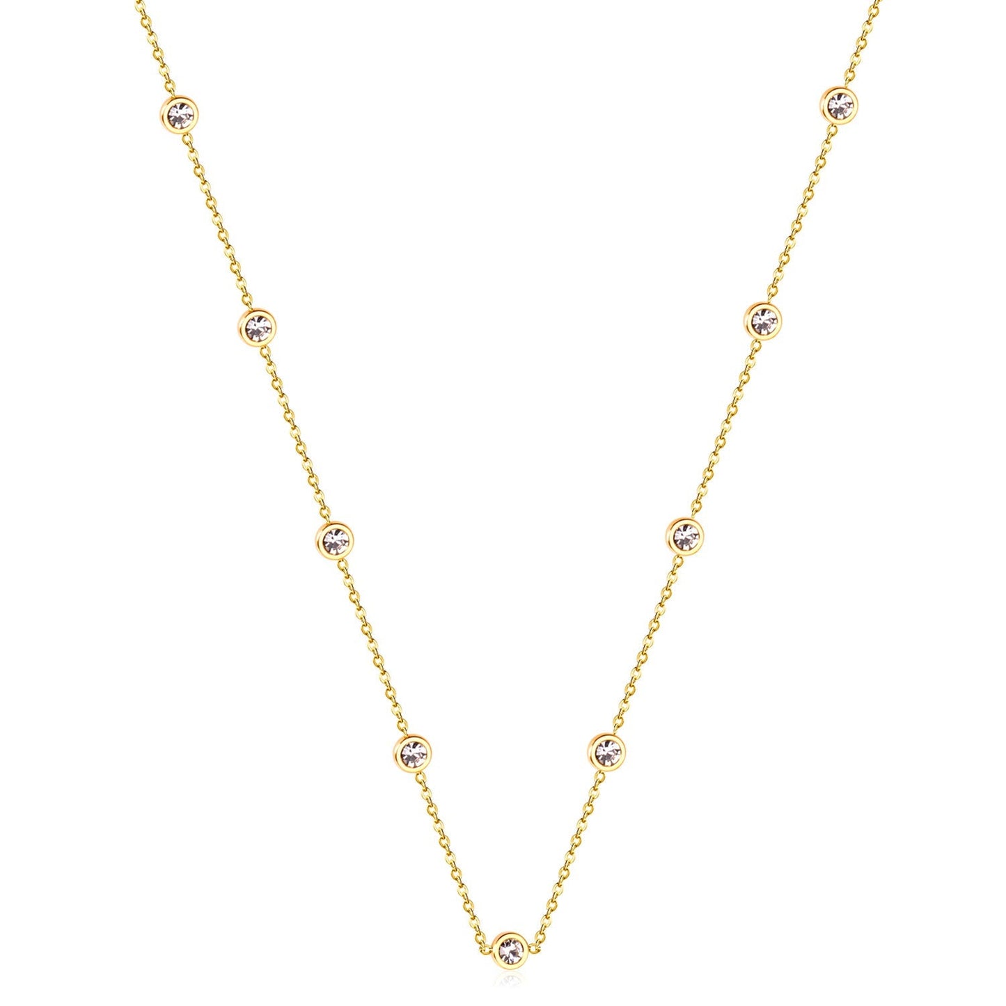 Round Pendant Necklace with Mixed Color Diamonds and White Diamonds 6mm 57+5cm