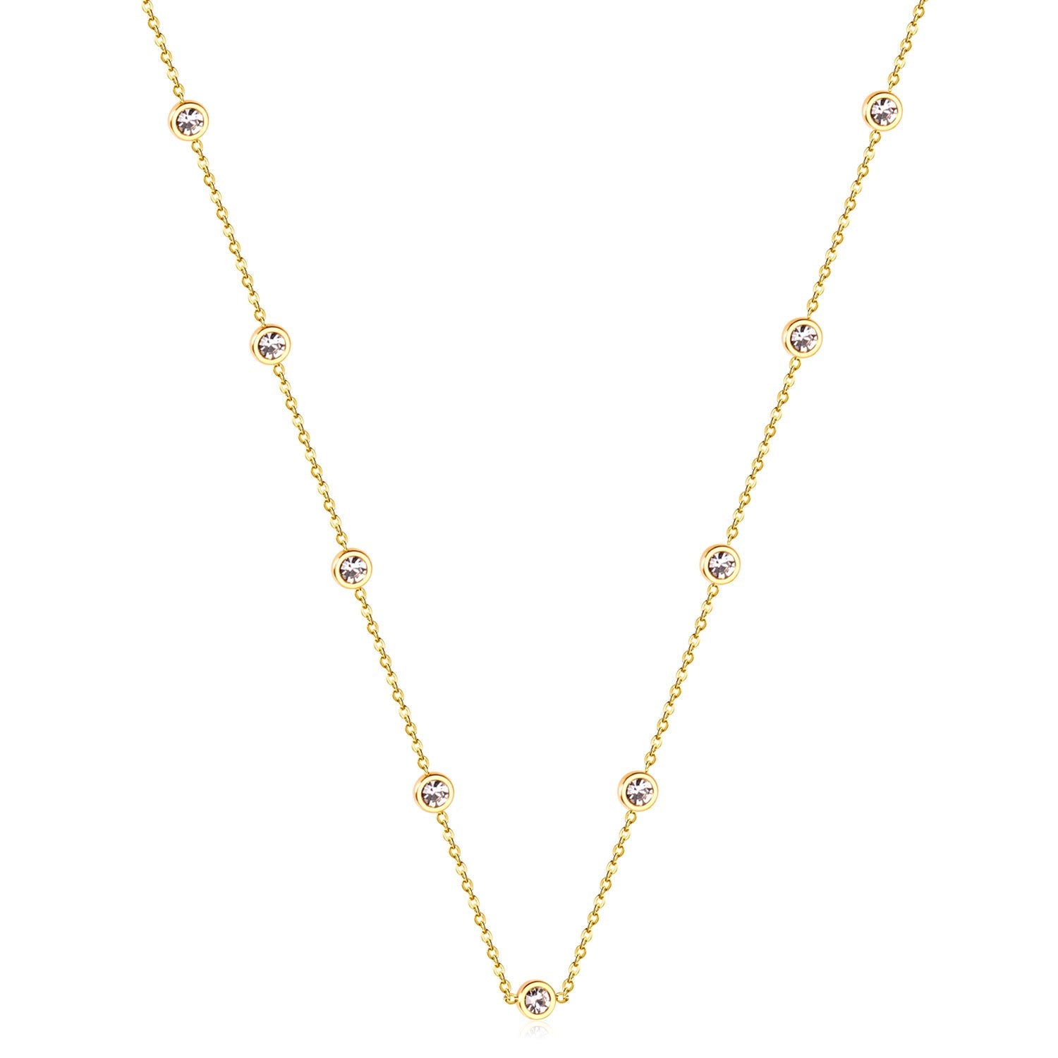 Round Pendant Necklace with Mixed Color Diamonds and White Diamonds 6mm 57+5cm