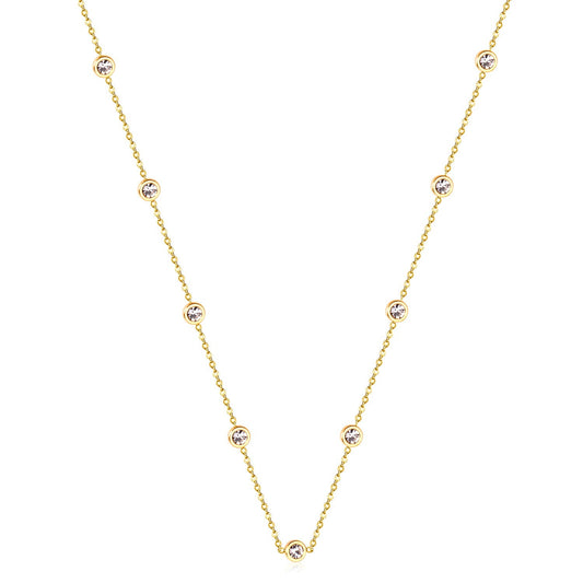 Round Pendant Necklace with Mixed Color Diamonds and White Diamonds 6mm 57+5cm