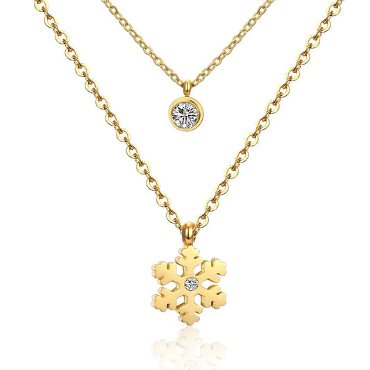 Gold Plated Snowflake Pendant Necklace