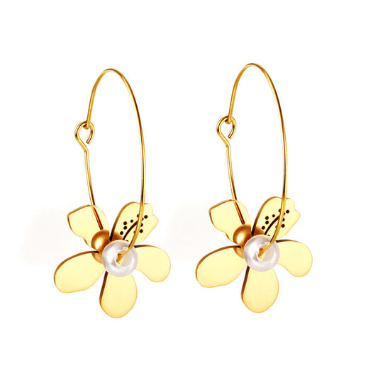 Peach Blossom Pearl Hoop Earrings
