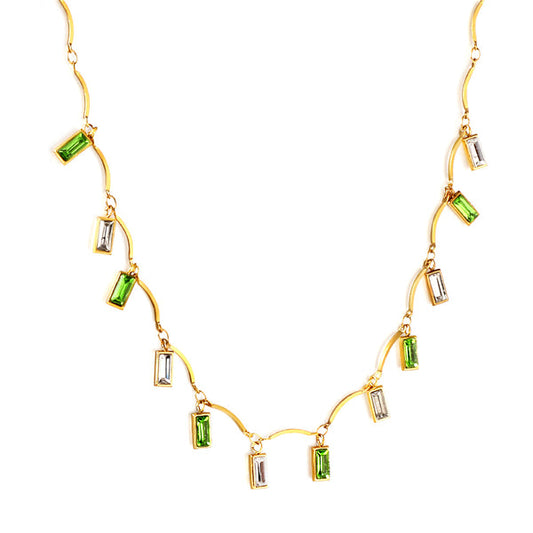 Vibrant Diamond Rectangle Necklace