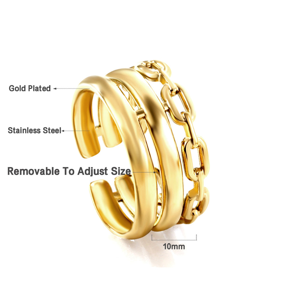 Linked Gold Chain Ring