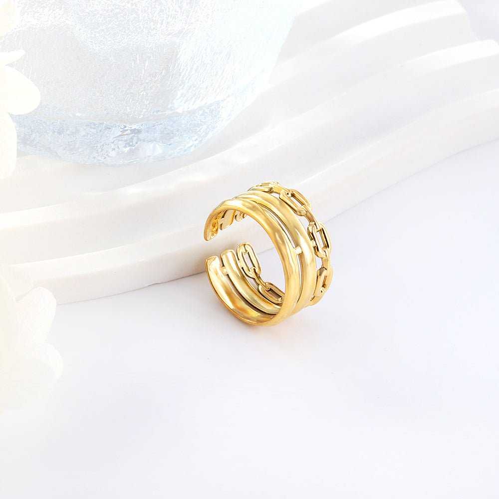 Linked Gold Chain Ring