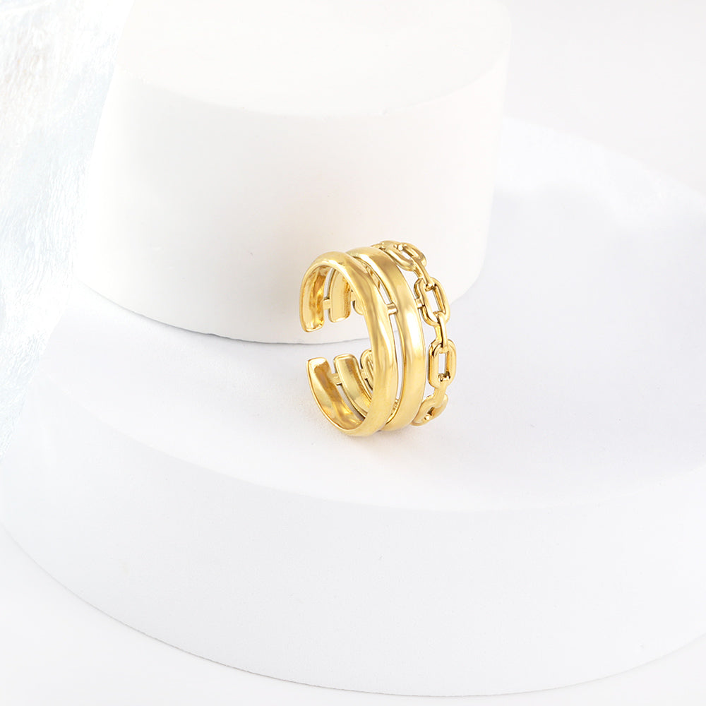 Linked Gold Chain Ring