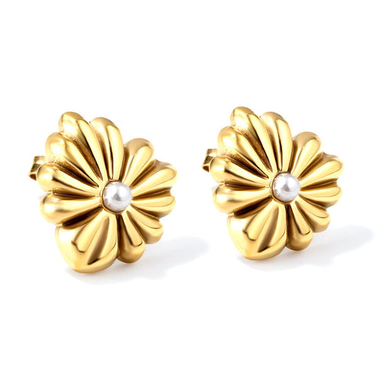 Pearl Accent Floral Earrings