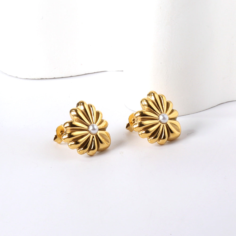 Pearl Accent Floral Earrings