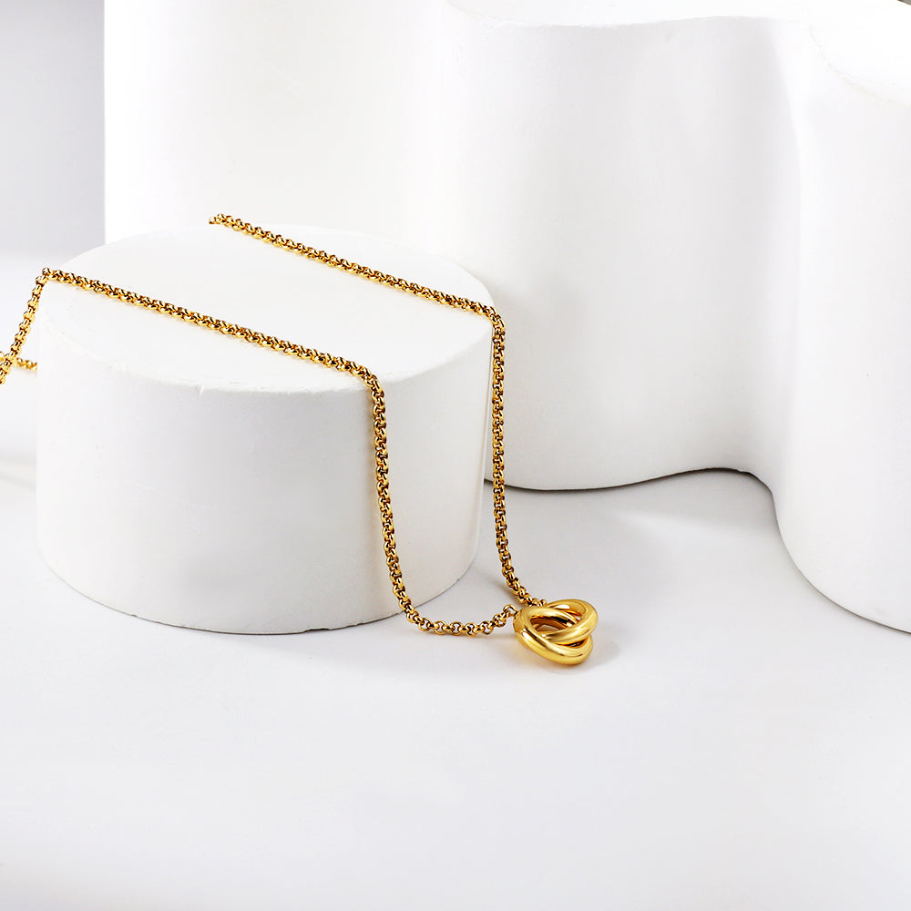 Double Circle Pendant Necklace