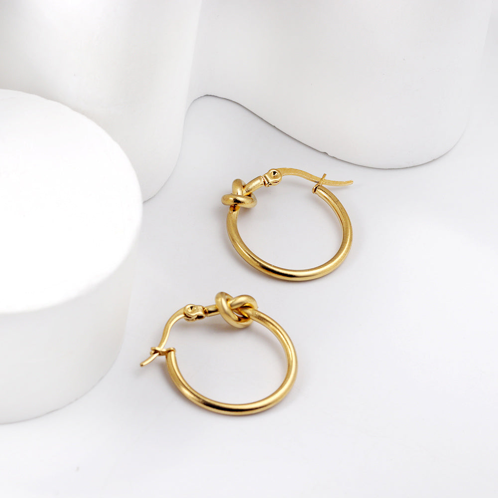 Gold Knot Ear Clips by APHANA, gold tone, earrings, stainless steel, product image 5